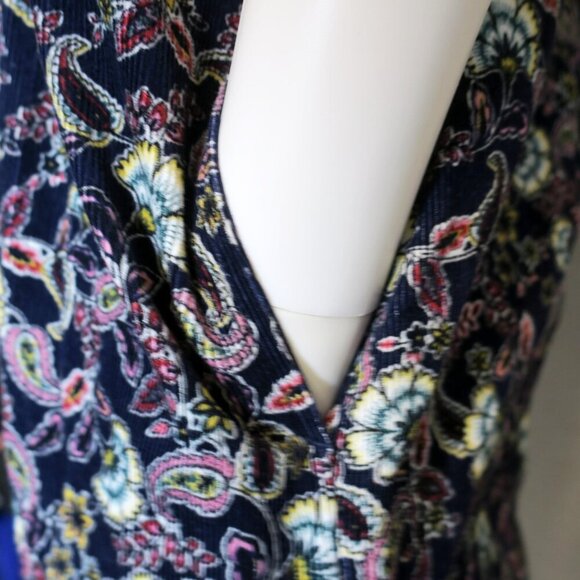 Boden Women's Dress Ruffle Stretch Corduroy Floral Paisley Pockets Prairie US 4R - Picture 3 of 7